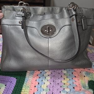 Coach Metallic Gray Shoulder Bag
